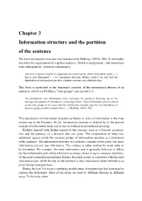 Chapter 3 Information Structure and the Partition of the Sentence