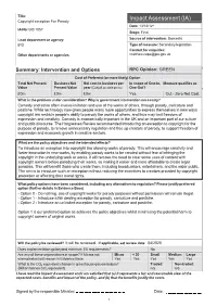 Copyright Exception for Parody Date: 13/12/12* IA No: BIS 1057 Stage: Final