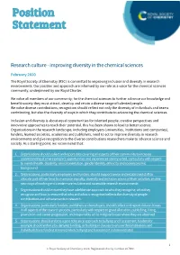 Improving Diversity in the Chemical Sciences (Position Statement)