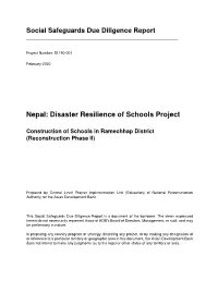 Nepal: Disaster Resilience of Schools Project