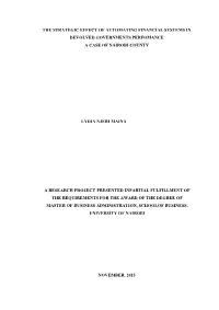 The Strategic Effect of Automating Financial Systems in Devolved Governments Perfomance a Case of Nairobi County
