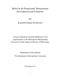 Belief in the Paranormal: Measurement Development and Evaluation