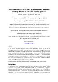 Generic and Reusable Structure in Systems Dynamics Modelling: Roadmap of Literature and Future Research Questions