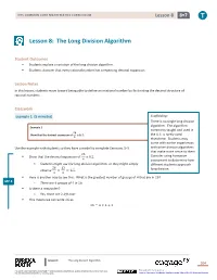 Lesson 8: the Long Division Algorithm