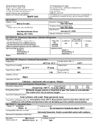 MAPP GAS No Information Is Available, the Space Must Be Marked to Indicate That