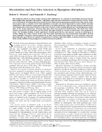 Microhabitat and Prey Odor Selection in Hypsiglena Chlorophaea