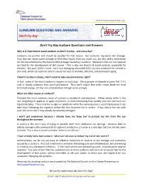 SUNBURN QUESTIONS and ANSWERS Don’T Fry Day