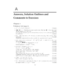 Answers, Solution Outlines and Comments to Exercises