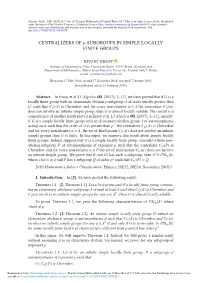 CENTRALIZERS of P-SUBGROUPS in SIMPLE LOCALLY FINITE GROUPS