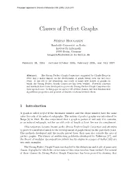 Classes of Perfect Graphs