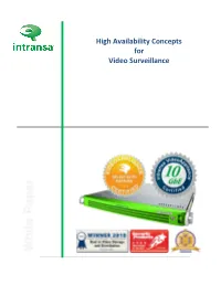 High Availability Concepts for Video Surveillance