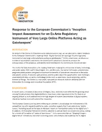 Response to the European Commission's