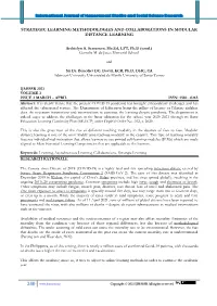 Strategic Learning Methodologies and Collaborations in Modular Distance Learning