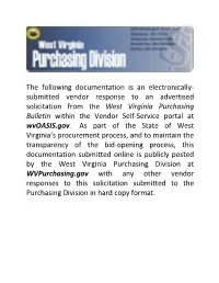 The Following Documentation Is an Electronically- Submitted Vendor