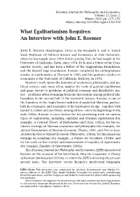 What Egalitarianism Requires: an Interview with John E. Roemer