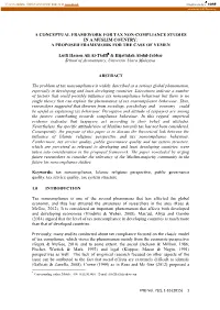 A Conceptual Framework for Tax Non-Compliance Studies in a Muslim Country: a Proposed Framework for the Case of Yemen