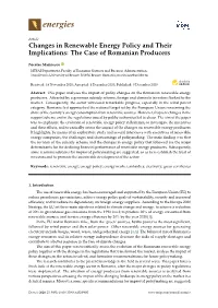 Changes in Renewable Energy Policy and Their Implications: the Case of Romanian Producers