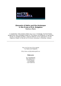 Elements of Satire ... in the Prose of M.A. Bulgakov