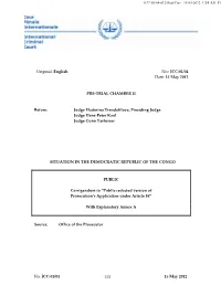 ICC-01/04 Date: 15 May 2012 PRE-TRIAL CHAMB
