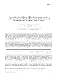 Quantification of River Nile/Quaternary Aquifer Exchanges