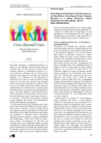 Thorsten Hippe Civics Beyond Social Science? a Review Essay on Ian