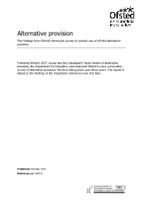 Three-Year Survey of Schools' Use of Off-Site Alternative Provision