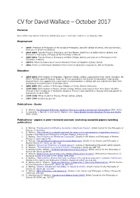 CV for David Wallace – October 2017