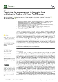 Developing the Assessment and Indicators for Local Institutions in Dealing with Forest Fire Dilemmas