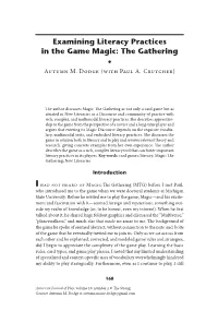 Examining Literacy Practices in the Game Magic: the Gathering • Autumn M