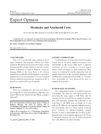 Headache and Arachnoid Cysts