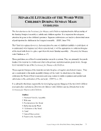 Separate Liturgies of the Word with Children During Sunday Mass Guidelines