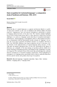 State Recognition for 'Contested Languages': a Comparative Study Of