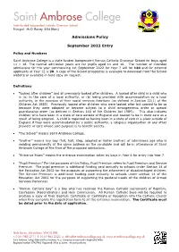 Admissions Policy 2022 DETERMINED Pdf Download