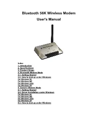 Bluetooth 56K Wireless Modem User's Manual