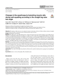 Changes in the Quadriceps-To-Hamstring Muscle