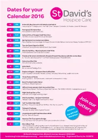 Dates for Your Calendar 2016