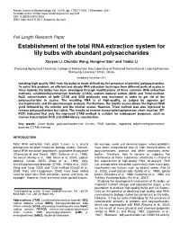 Establishment of the Total RNA Extraction System for Lily Bulbs with Abundant Polysaccharides