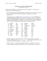 Homework #1 - Phonetics and Orthography Due Wednesday, April 11Th