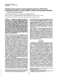 Isolation and Sequence of the Granulin Precursor Cdna from Human Bone