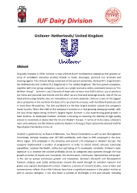 IUF Dairy Division Unilever
