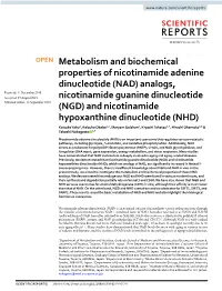 Metabolism and Biochemical Properties of Nicotinamide