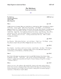 Pat Metheny TABLE of CONTENTS