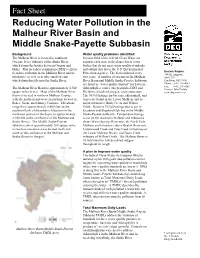 Reducing Water Pollution in the Malheur River Basin and the Middle Snake-Payette Subbasin