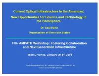 Current Optical Infrastructure in the Americas: New Opportunities for Science and Technology in the Hemisphere