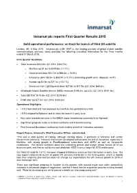 Inmarsat Plc Reports First Quarter Results 2015