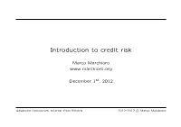 Introduction to Credit Risk