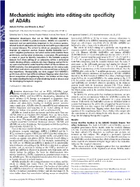 Mechanistic Insights Into Editing-Site Specificity of Adars