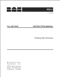 Part MF-9006 INSTRUCTION MANUAL Rotating Disk Electrode
