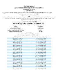 PHILIP MORRIS INTERNATIONAL INC. (Exact Name of Registrant As Specified in Its Charter)