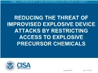 Reducing the Threat of Improvised Explosive Device Attacks by Restricting Access to Explosive Precursor Chemicals